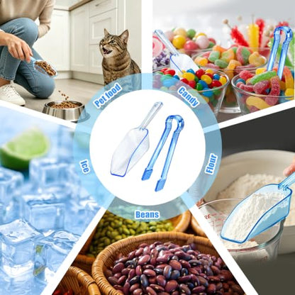 12 Pcs Plastic Ice Tongs and Scoops, Candy Scoops for Buffet, Blue - color: Blue