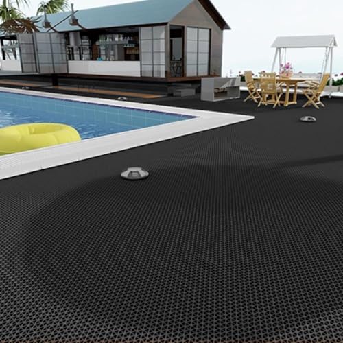 PVC Drainage Floor Mat Non-Slip Commercial Wet Area Mat for Outdoor and Indoor Restaurant Kitchen Bar Swimming Pool Splash Matting Water Drain Flooring Mat (Black, 4FTX10FT) - size: 4FTX10FT