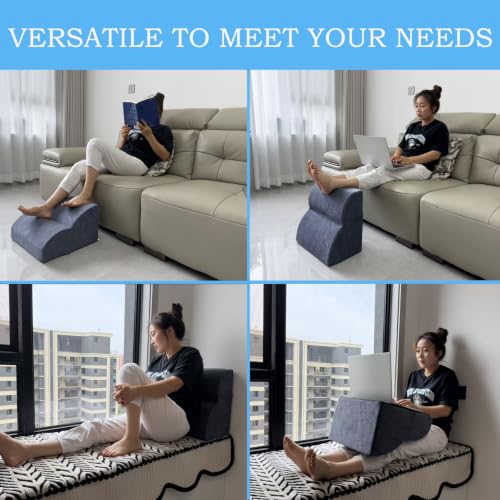 Foot Rest for Under Desk at Work.Multifunctional 3-Tier Foot Stool - color: Standard-light Blue