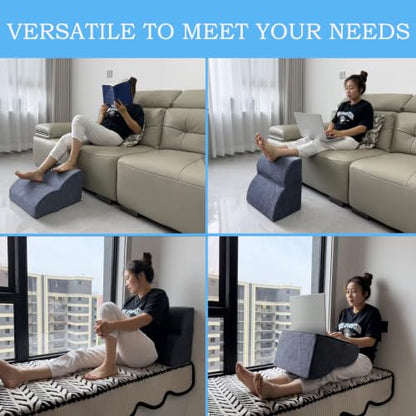 Foot Rest for Under Desk at Work.Multifunctional 3-Tier Foot Stool - color: Standard-light Blue