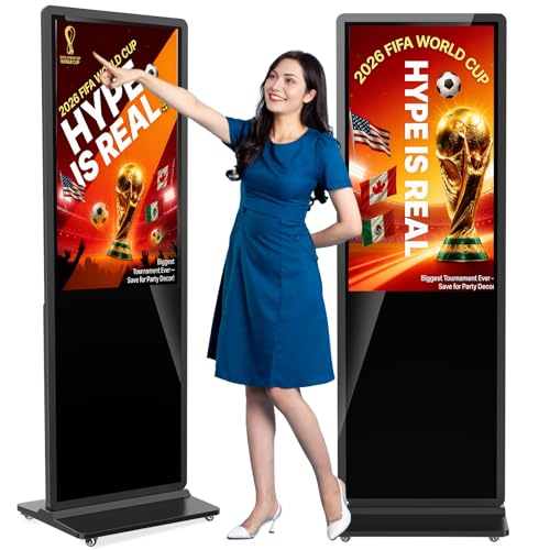 43 inch Indoor Digital Signage Touchscreen,CMS Software,IPS Floor Standing Digital Kiosks Interactive Displays with WiFi HDMI/USB Input Auto AD Player, Android OS Black - color: Black, size: 43 inch, style: Touch-Screen