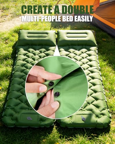 AKSOUL Self Inflating Sleeping Pad: Camping Inflatable Single Bed Air Mattress - Lightweight Sleep Mats - Compact Ultralight Pad for Camp Hiking Travel - 10CM - Green - color: Grass Green