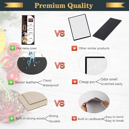 Restaurant Menu Covers Holders 4.25" x 11" Synthetic Leather Single Panel One View with Angled Corners Black for Wine List, Drinks, Bar, Cocktails (1 Pack, Single Panel, 1 View, 4.25 x 11 inch) - size: 4.25 x 11 inch (1 view / 1 pack)