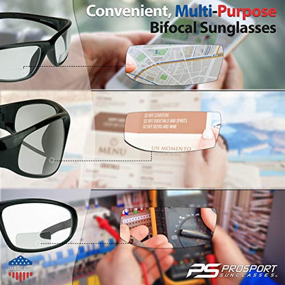 proSPORT Bifocal Safety Glasses ANSI Z87 Black Frame Clear Lens Safety Reading Glasses Men Women Industrial Work Protection - color: Clear - 2 Pairs