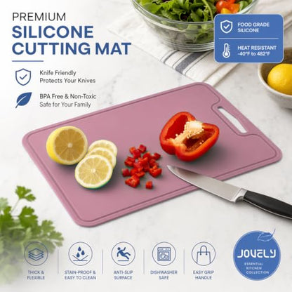 Silicone Cutting Board, 11.8 x 9 In, BPA-Free Flexible Chopping Mat(Pink) - color: Pink, size: 11.8"L x 9"W