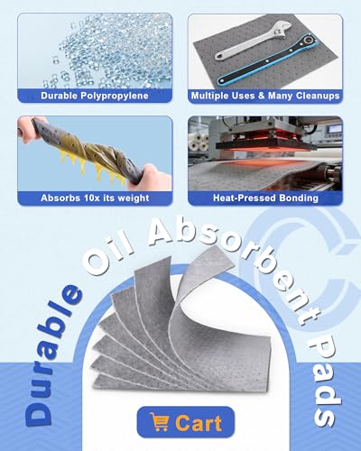 15"x19.7" Oil Absorbent Pads 100 Pack | Heavy & Fast Absorb - size: 15x19.7 Inch