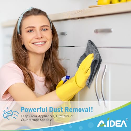AIDEA Grey Microfiber Cleaning Cloth-50PK, Cleaning Rags 12"x 12" Absorbent - color: Grey, size: 12in.x12in.