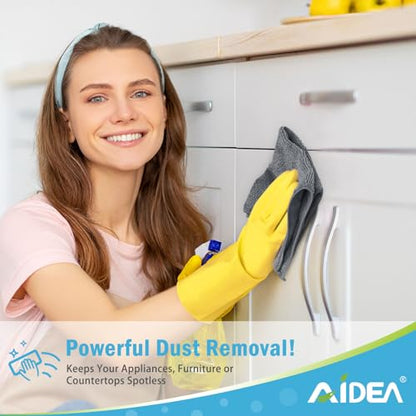 AIDEA Grey Microfiber Cleaning Cloth-50PK, Cleaning Rags 12"x 12" Absorbent - color: Grey, size: 12in.x12in.