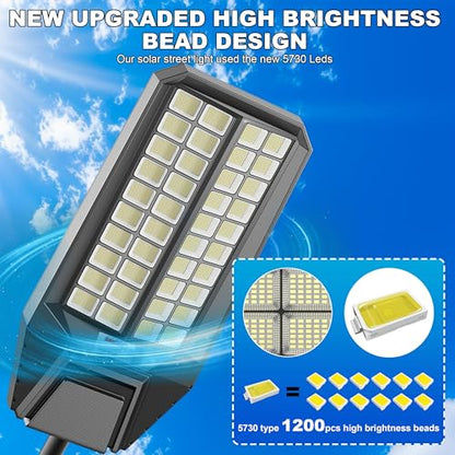 Solar Street Lights Outdoor Waterproof Dusk to Down Heavy Duty 10000W Commercial Large Solar Lights Outdoor Motion Sensor with Remote Control LED Parking Lot Flood Lights for Yard Garden Walkway - size: XL-3Pack