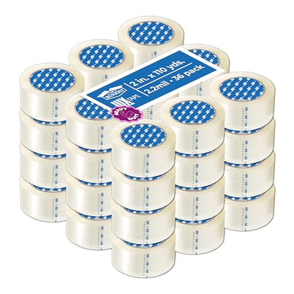 The Boxery 2" x 110 Yards Clear Packing Tape – 36 Roll Carton – Strong Industrial Grade Adhesive for Shipping, Moving & Packaging – Heavy Duty 2.2 Mil Box Sealing Tape - color: Clear, size: 2"x110 yds - 2.2 mil.