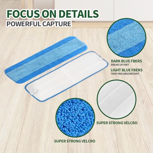 AmaVins 6 Pack Microfiber Cleaning Pads, Reusable Microfiber Mop Pads for 18 Inch Mop, Hardwood Floor Replacement Cleaning Mop Pads, Machine Washes - color: B-6 Pack Bule