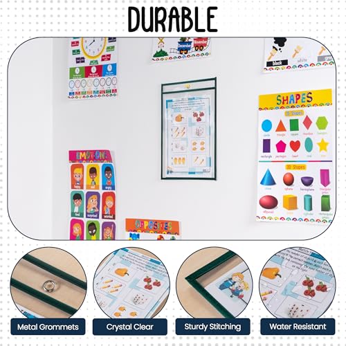 Essex Wares - 6 Pack, Forest Green Dry Erase Pockets, 10" Wide x 13.5" Tall - color: Forest Green