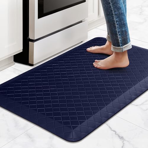 HappyTrends Kitchen Floor Mat - 4/5 Inch Thick Anti-Fatigue Kitchen Rug - color: Blue, size: 36"L x 22"W x 0.8"Th