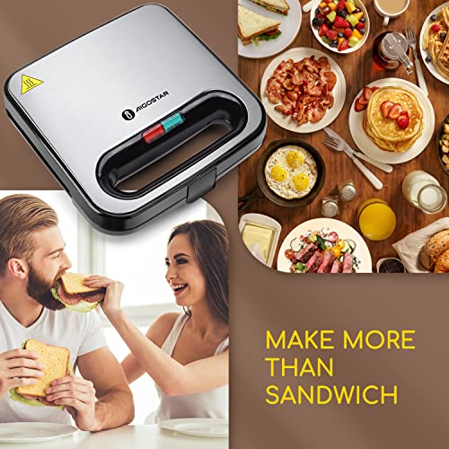 Aigostar Sandwich Maker, Non-Stick Panini Press Sandwich Maker