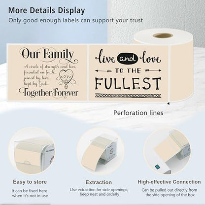3x5 Inch Thermal Labels,Rectangle Sticker,300PCS Water & Oil Proof Shipping Labels with Strong Adhesive,Compatible with Zebra & Rollo,for Moving Boxes,Small Business & Inventory,Light Brown - color: Light Brown