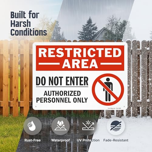SmartSign 2-Pack 'Restricted Area Do Not Enter Authorized Personnel Only' OSHA Metal Sign - 10" x 14", 40 mil Laminated Rustproof Aluminum, Fade-Resistant, Red, Black and White, Made in USA - style: 10" x 14" - Aluminum (Pack of 2)