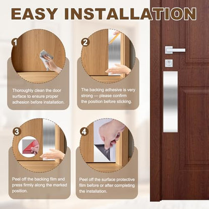 4 x 16 Inches Self Adhesive Door Push Plate,2 Pack - Silver - color: Silver, size: 4 x 16 Inch