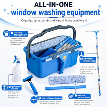 120“Professional Squeegee Window Cleaning Kit with Extension Pole - style: 120"Window Squeegee