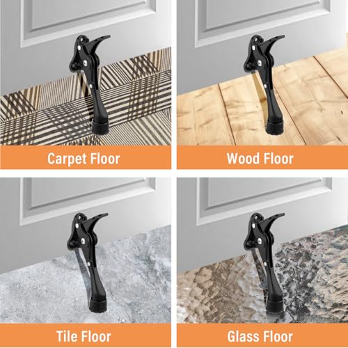 Chumia Heavy Duty Kick Down Door Stopper Metal Doorstop, Black, 12 Pcs - color: Black