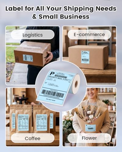 Phomemo 4x6 Blue Thermal Label, Shipping Labels Pack of 250 4x6 Roll Labels, Compatible with Phomemo, Zebra, Rollo, Jadens and Other Thermal Printers - color: Blue-250