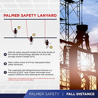 Palmer Safety Hammerhead 5pt Safety Harness Back Padded, QCB Chest, Tongue Buckel Legs Straps, Back & Side D-Rings - color: Blue Slk, size: Small