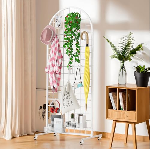 Aseem Metal Grid Wall Panels Display Stand White Movable 2x5.2FT, 1PCS - color: White, size: 5.2 FT