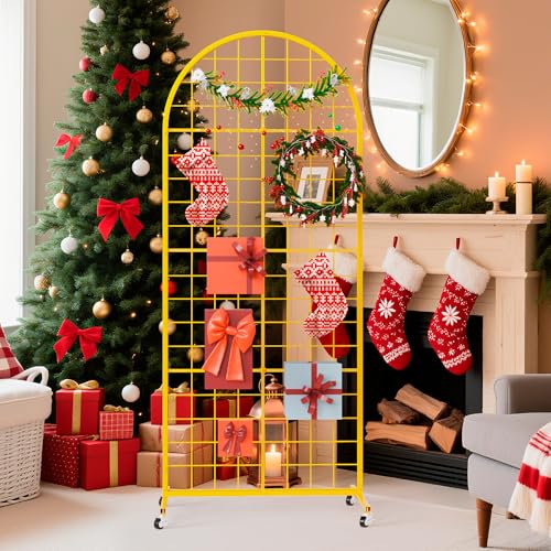 VGMiu Grid Wall Panel 2' x 5.2' FT Metal Grid Display Stand 1PCS Gold - color: Gold, size: 5.2 ft