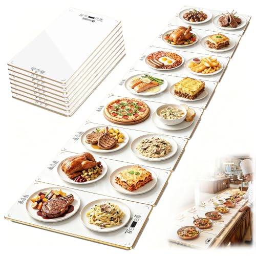 Electric Warming Tray for Buffet Party: 8 in 1 White Food Warmer Glass Top - color: 8-white