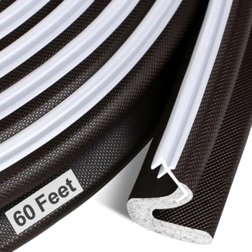 Litaibai 60 ft Kerf Weather Stripping Door Seal for Exterior Doors, Brown - color: Brown, size: 60 Feet