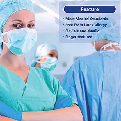 Safe Health Nitrile Exam Gloves – 4 mil, Latex-Free, Powder-Free, Disposable, Blue, Medical Grade, Food, Cleaning Use - size: Medium, style: Royal Blue - Case of 1000