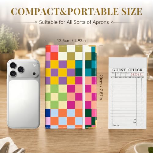 Server Book,7 Pocket Zipper Organizer,Server Books for Waitress - color: Checkered2