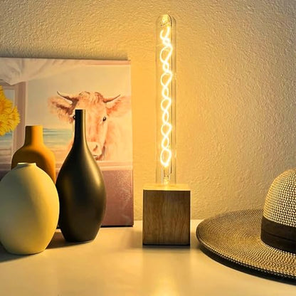 Leools Vintage LED Spiral Filament Bulb T10,11.8inch Long Tubular Dimmable Edison Light Bulbs,E26 Medium Base,Amber Glass,Warm White,2200K,400LM(40W Equivalent),T30 Led Tube Bulb,Pack of 4. - style: 11.8in(300mm)