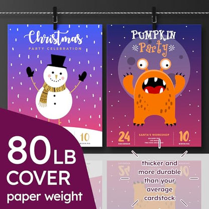 11" x 14" White Cardstock, Heavyweight 80lb Cover (216gsm) Card Stock Paper - Smooth Finish - Great For Arts & Crafts, Greeting Cards, Invitations, Brochures, Restaurant Menus, Posters | 50 Sheets