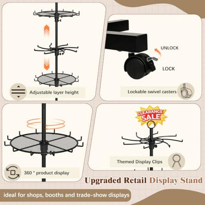 Flenpptly 5-Tier Rotating Display Stand with Round Storage Trays, Black - color: Black