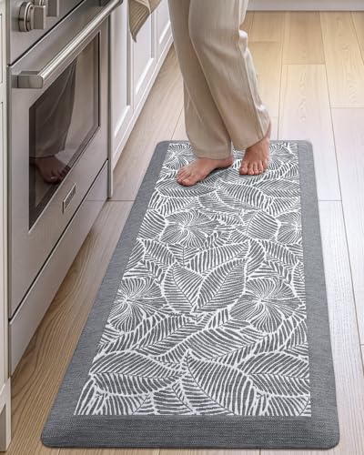 LUMI Anti Fatigue Mats for Kitchen Floor Extra Thick Cushioned, 20x40 - color: Leaf Grey, size: 1'8" x 3'6" (Rectangular)