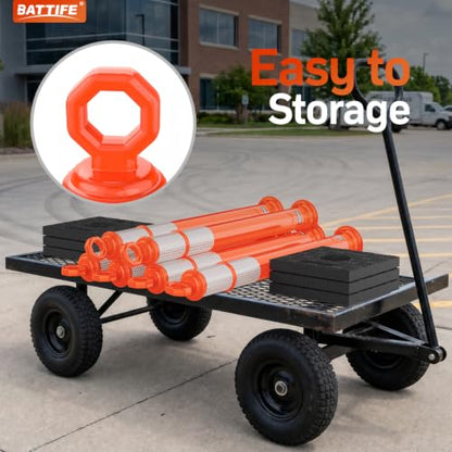 BATTIFE 8 Pack 36 Inch Traffic Delineator Posts with Base, Orange - size: 36 Inch