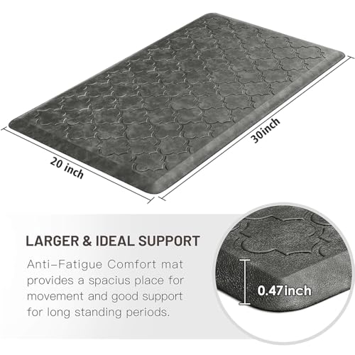 WISELIFE Kitchen Mat Cushioned Anti Fatigue Floor Mat, 20"x32", Grey - color: Grey, size: 1'8" x 2'6" (Rectangular)
