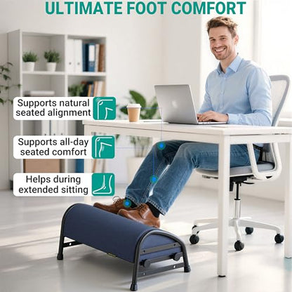 YEASHEIN Adjustable Foot Rest for Under Desk at Work, Ergonomic Foot Stools - color: Blue