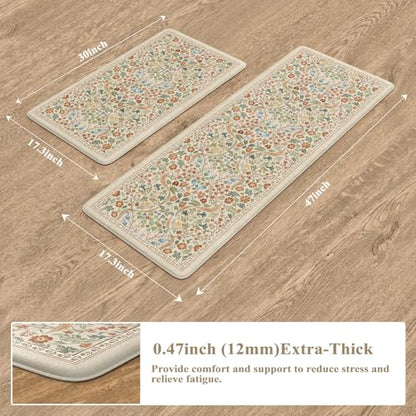 Collive Kitchen Mats Cushioned Anti Fatigue, Beige 17.3"x47"+17.3"x29" - color: Beige, size: 17.3"x47"+17.3"x29"