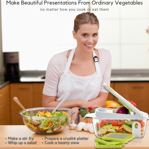 Brieftons QuickPush 8-Cup Push-Down Manual Vegetable Chopper & Food Dicer