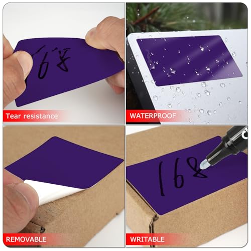Purple Rectangle Labels 3" x 2" Color Coding Stickers Roll 500 Pcs - color: Purple