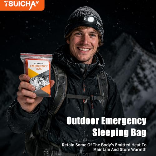 Emergency Sleeping Bag Survival Bag, Portable Waterproof Thermal Bivy Sacks,Bivvy Bags,Camping Mylar Sleeping Bag Survival Gear Emergency Blankets Survival Shelter - color: 1 Pack - Orange