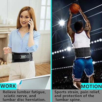 KONSEDIK Back Brace for Herniated Disc,Lower Back Pain Relief,Strain,Adjustable Lumbar Support Belt,with 6 Stays and Removable 3D Pad,for Men and Women Work,Lifting,Sciatica,Scoliosis(Medium) - size: Medium