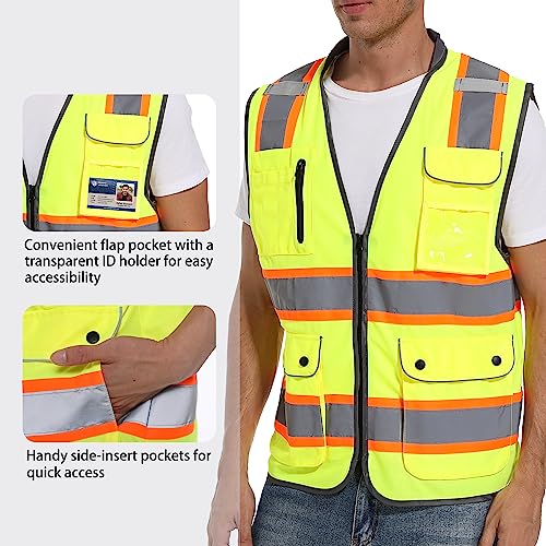 ArcRidge Reflective Safety Vest for Men and Women - High Visibility Construction Vest - Dual Tone Reflective Strips - color: Yellow, size: Small