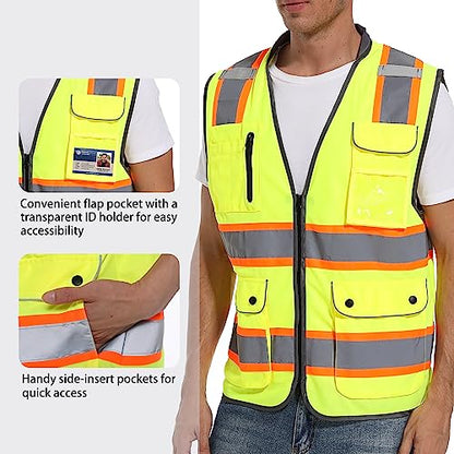 ArcRidge Reflective Safety Vest for Men and Women - High Visibility Construction Vest - Dual Tone Reflective Strips - color: Yellow, size: Small