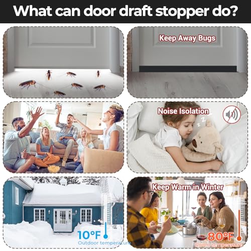 Ohuhu Door Draft Stopper, 1" Wide Adhesive Weather Stripping Seal, 39" - color: Black, size: 39"L x 2"W