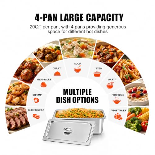 Steam Table, Commercial Electric Food Warmer for Buffet Catering,Incl.Work Table,Bain-Marie (Dry Heat - 80QT (110-120V)) - size: Dry Heat - 80QT (110-120V)