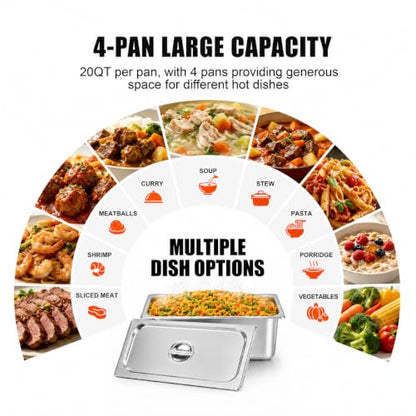 Steam Table, Commercial Electric Food Warmer for Buffet Catering,Incl.Work Table,Bain-Marie (Dry Heat - 80QT (110-120V)) - size: Dry Heat - 80QT (110-120V)