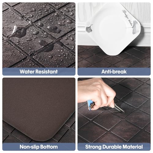 Cushioned Anti Fatigue Mats, Heavy Duty Non-Skid Floor Mats - 1/2 Inch Thick Ergonomic Comfort Foam, Brown - color: Stylish Brown