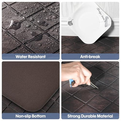 Cushioned Anti Fatigue Mats, Heavy Duty Non-Skid Floor Mats - 1/2 Inch Thick Ergonomic Comfort Foam, Brown - color: Stylish Brown
